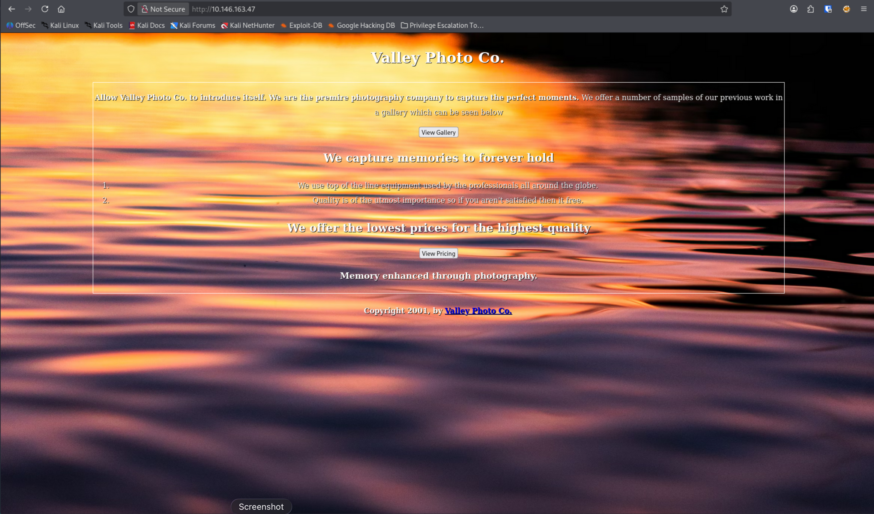 Valley Photo Co. landing page